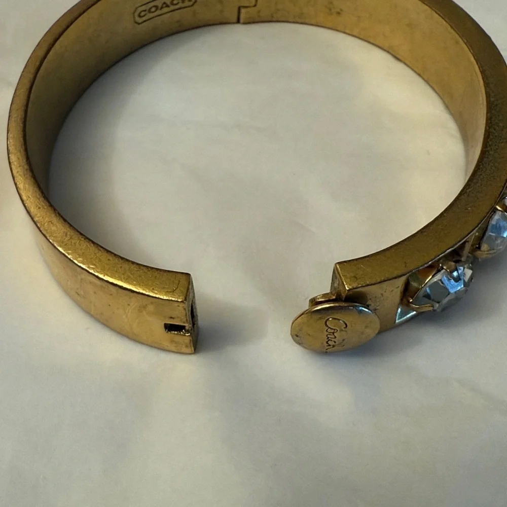 Vintage Coach Gold clasp Bracelet with Black and Clear rhinestones